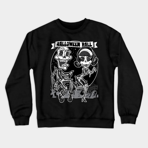 Skeletons dancing in the cemetery at the Halloween Ball Crewneck Sweatshirt by eShirtLabs